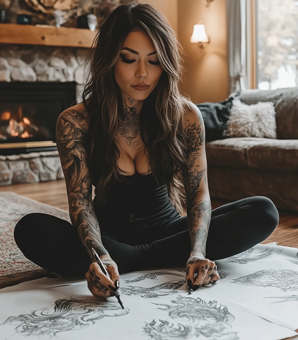 Reallynotsurennnjjjjjjkj A Tattooed Woman Is Sitting On The Flo 8352c79c Ce7f 4ba2 B25f 1920c937e3ff