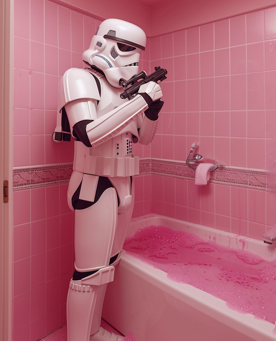 Reallynotsurennnjjjjjjkj Star Wars Stormtrooper In A Pink Bathr 8f7ee38f Db61 453b 95fe 66726158bb0e