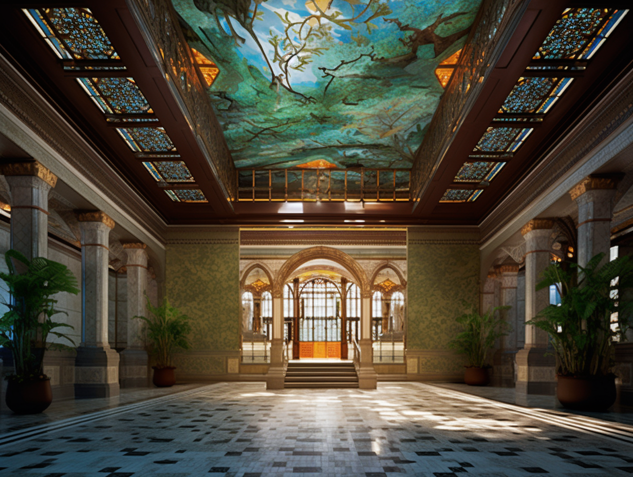 Reallynotsure An Elegant Lobby With Lighting And White Marble C Fb0336f0 18c0 4160 Ad56 726febce9235