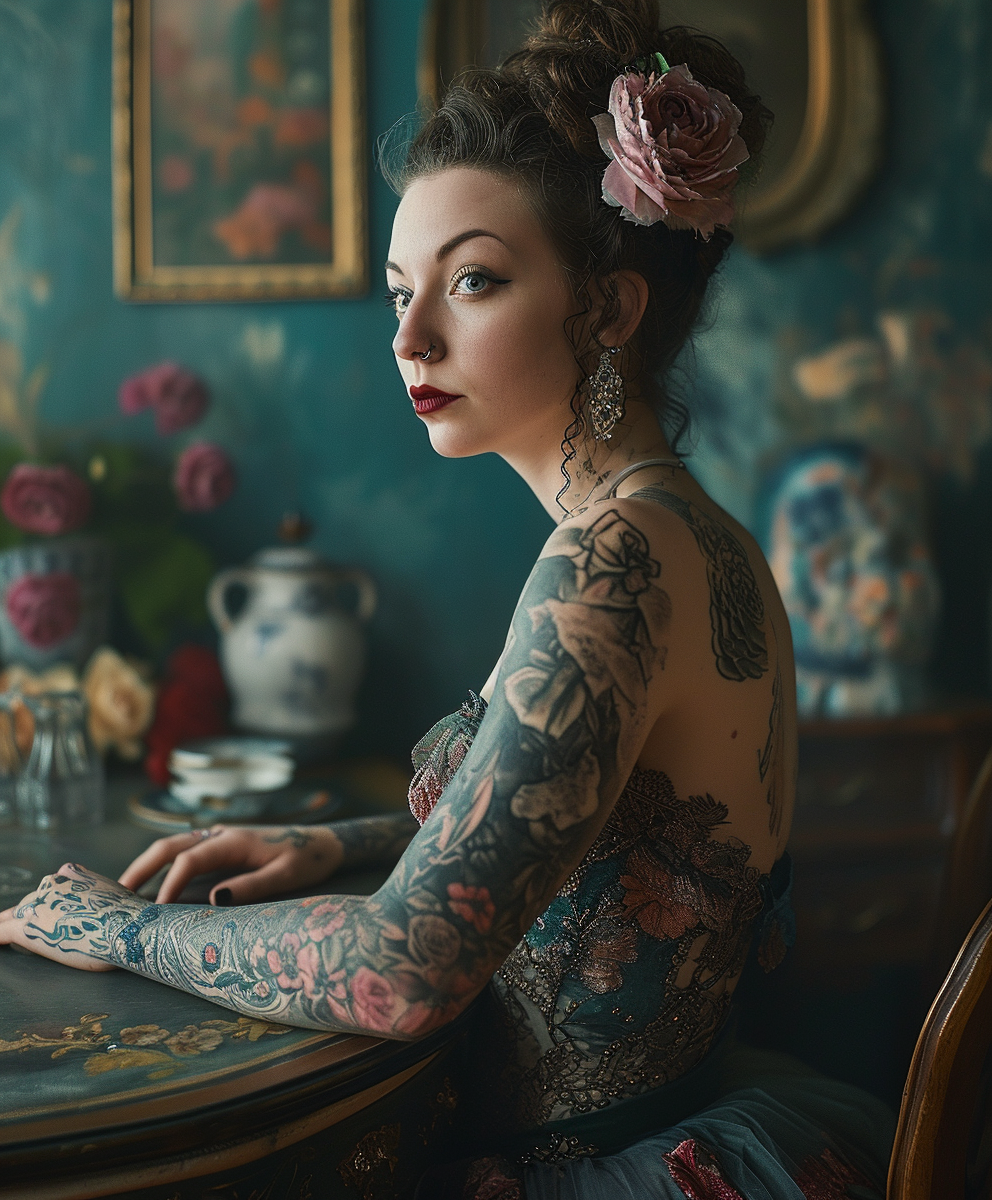 Reallynotsurennnjjjjjjkj A Young Woman In A Tattooed Dress Sitt B8f3d232 312a 4584 8d92 4589f2460bf9