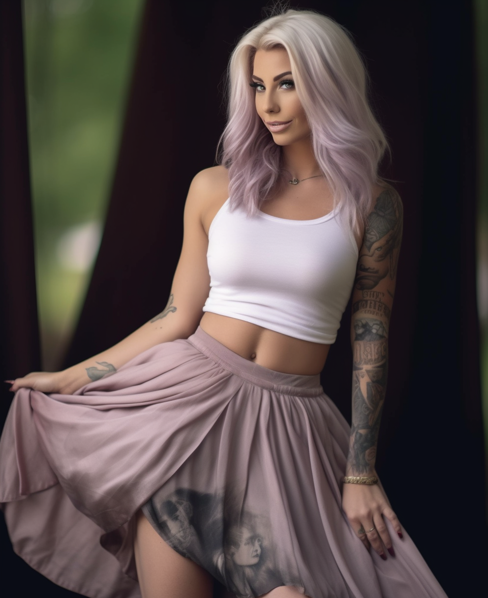 Reallynotsure Beautiful Woman In White High Low Top Posing In A 352c4067 3890 424b Bd5a 311ff222f81c