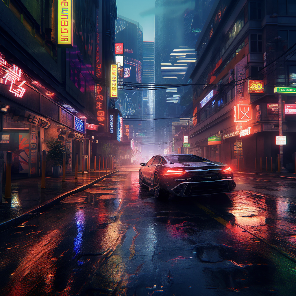 Reallynotsure A Cyberpunk Cityscape With Neon Lights Reflecting B3d62c71 94dd 45a8 8529 D148a8af60bd