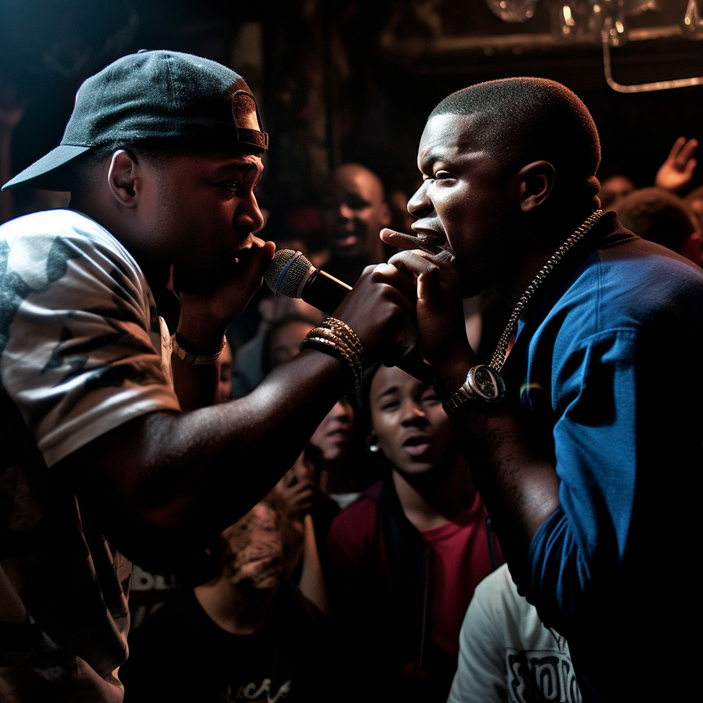 Reallynotsure Capture A Photo Of Two Black Rappers Engaged In A 46e369a7 E16b 405b A725 A168615133b4