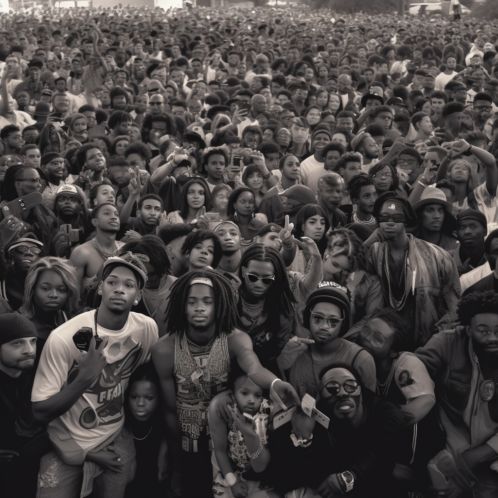 Reallynotsure A Crowd Of People Posing With Rappers In The Styl 0386abb1 4d95 4da8 B0ff 0d9e36bc9395