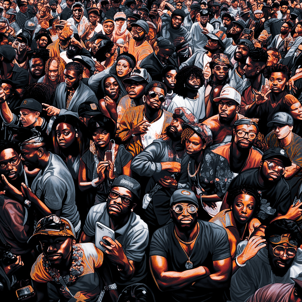 Reallynotsure A Crowd Of People Posing With Rappers In The Styl 7f309df2 02c4 4b65 A526 16cbd8abdff8