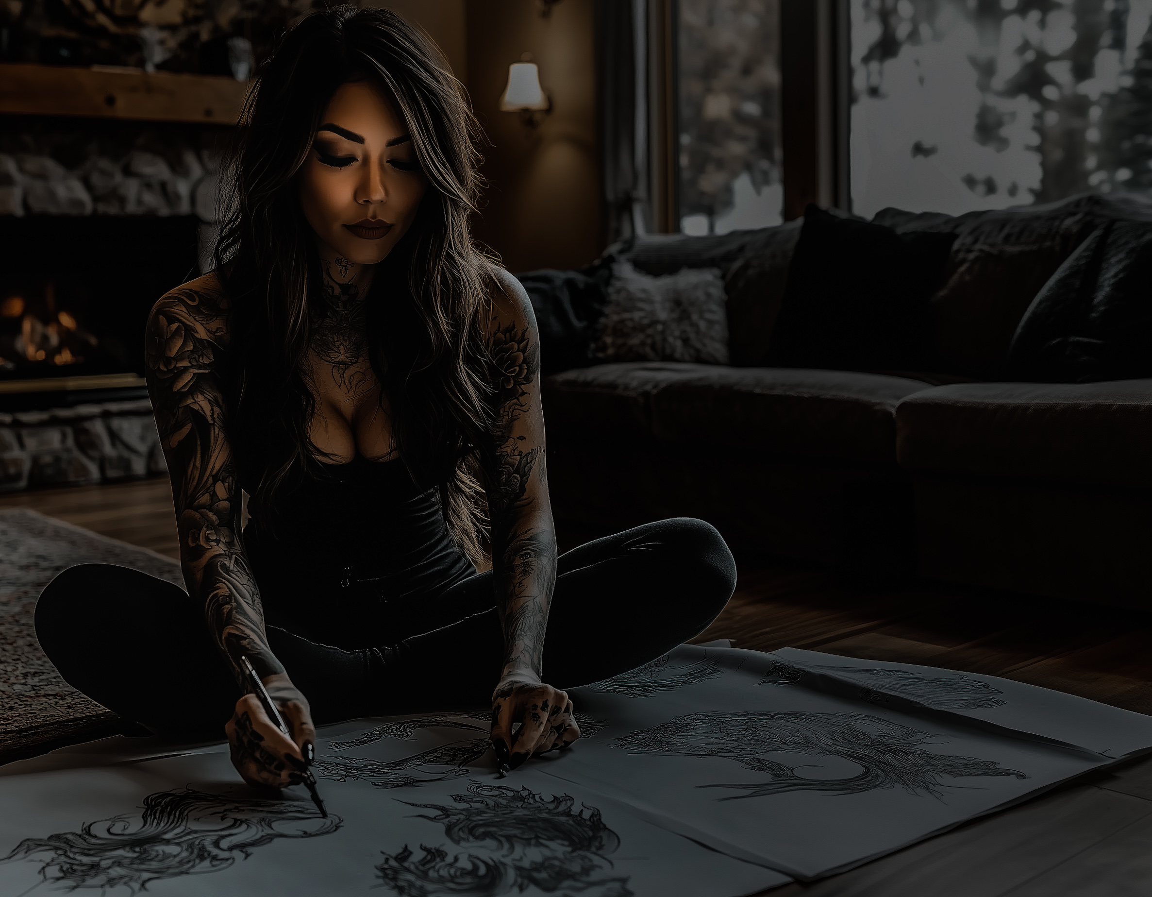 Reallynotsurennnjjjjjjkj A Tattooed Woman Is Sitting On The Flo 722c97e4 Dfda 4f86 9114 Dc67125abf2a