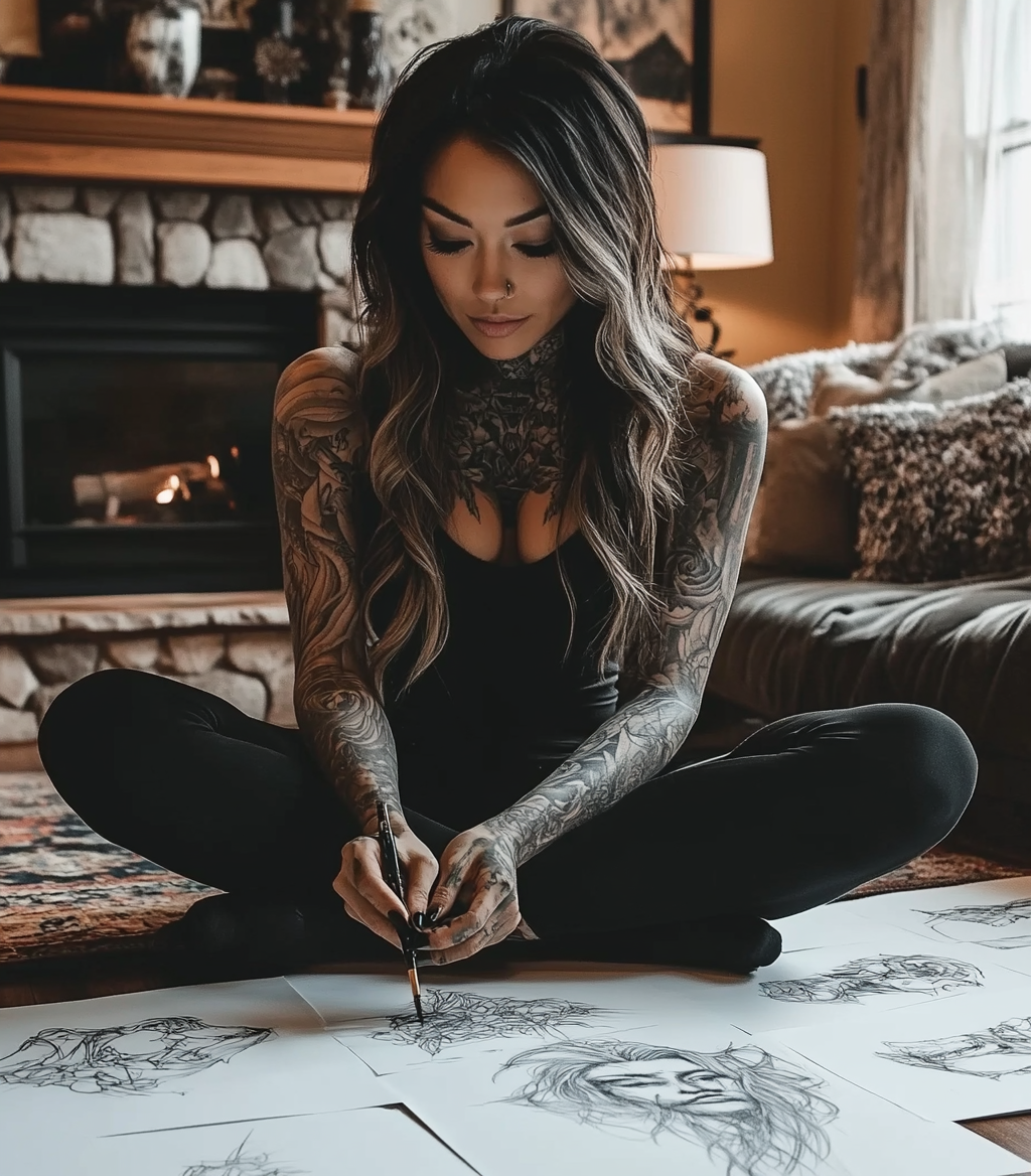 Reallynotsurennnjjjjjjkj A Tattooed Woman Is Sitting On The Flo F9b9ebaf 3050 4b84 Bf43 48ee966c405d