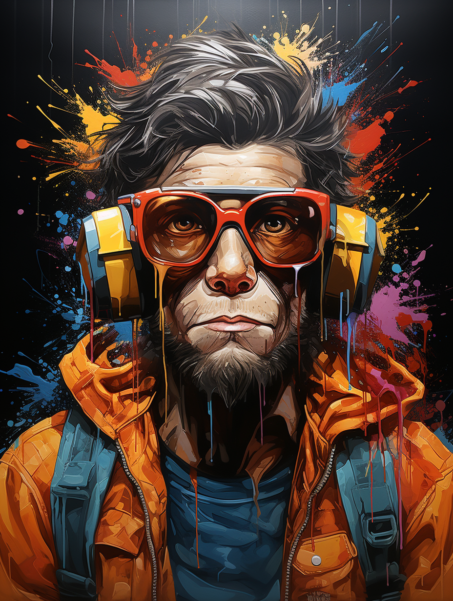 Reallynotsurennnjjjjjjkj A Painting Featuring A Cute Monkey Wea Ade71156 3cda 4f9a B9b5 E5b9b0cad3cb