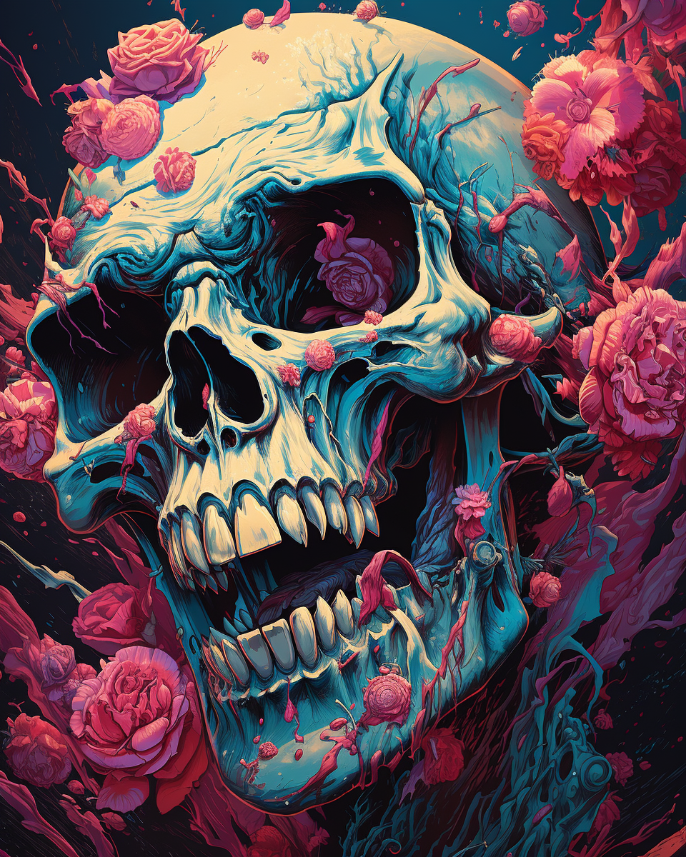 Reallynotsurennnjjjjjjkj A Skull With Pink And Blue Paint On Hi Ebf41f65 A6df 4f56 B868 83daaeaae571