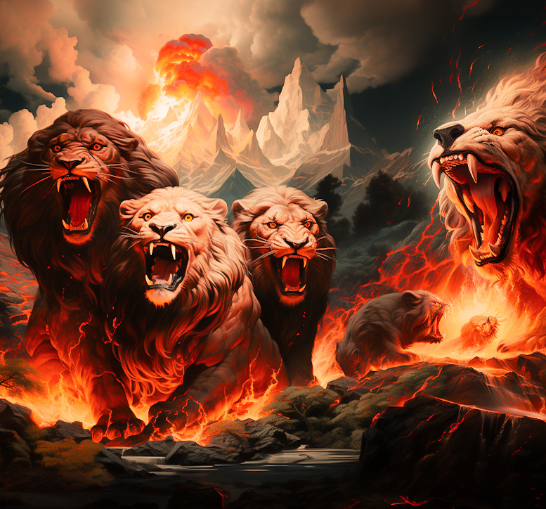 Reallynotsurennnjjjjjjkj Volcano With Three Lions In The Fire D49926b8 604e 480f Aad1 C99840114f63