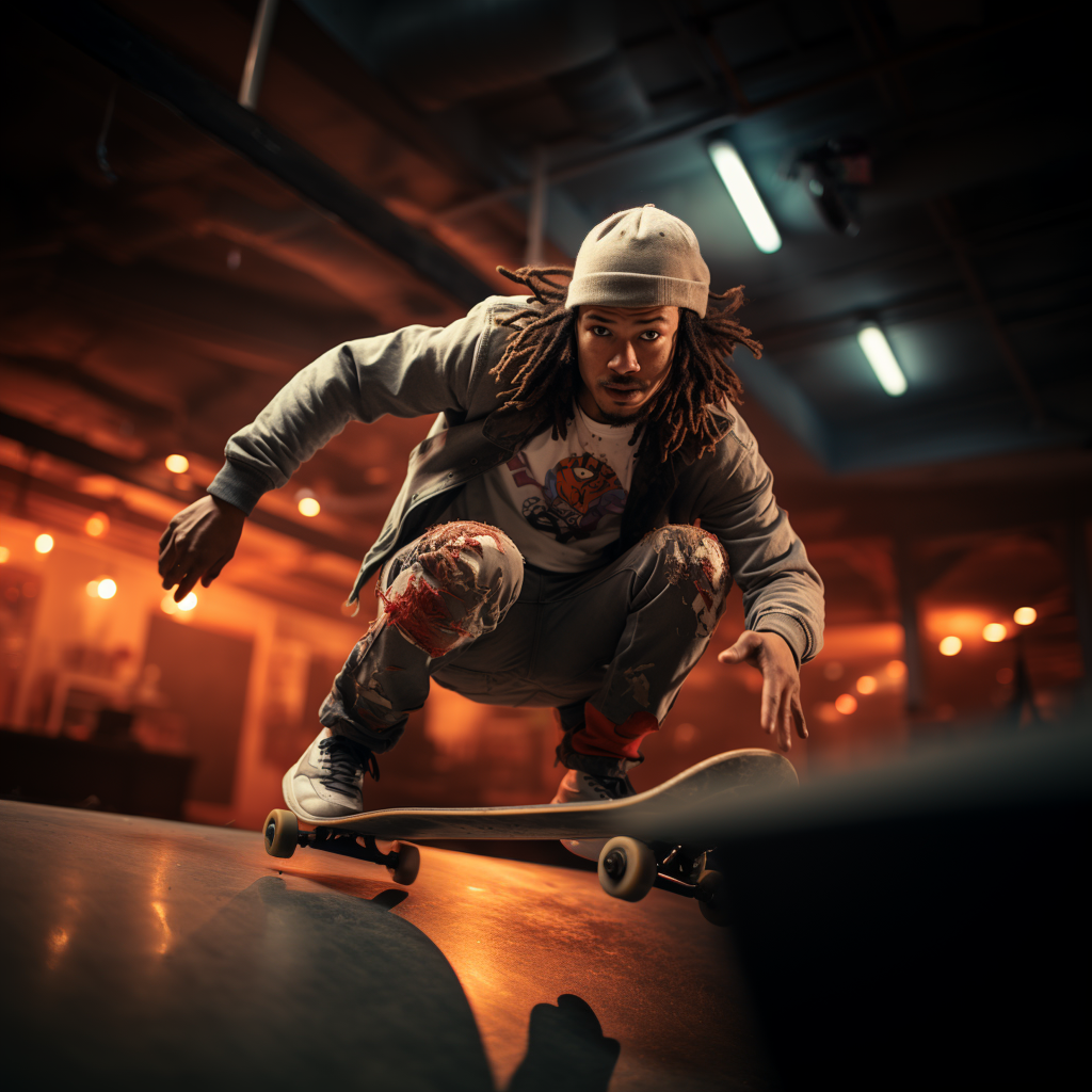 Reallynotsurennnjjjjjjkj A Cinematic Photo Of Skateboarder In M Efa7db55 E33f 406e B3ab 88213f2b53fe