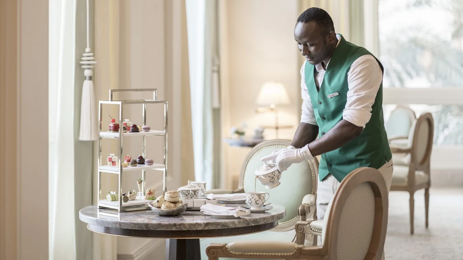 Afternoon tea and delicate pastries at Seasons Tea Lounge