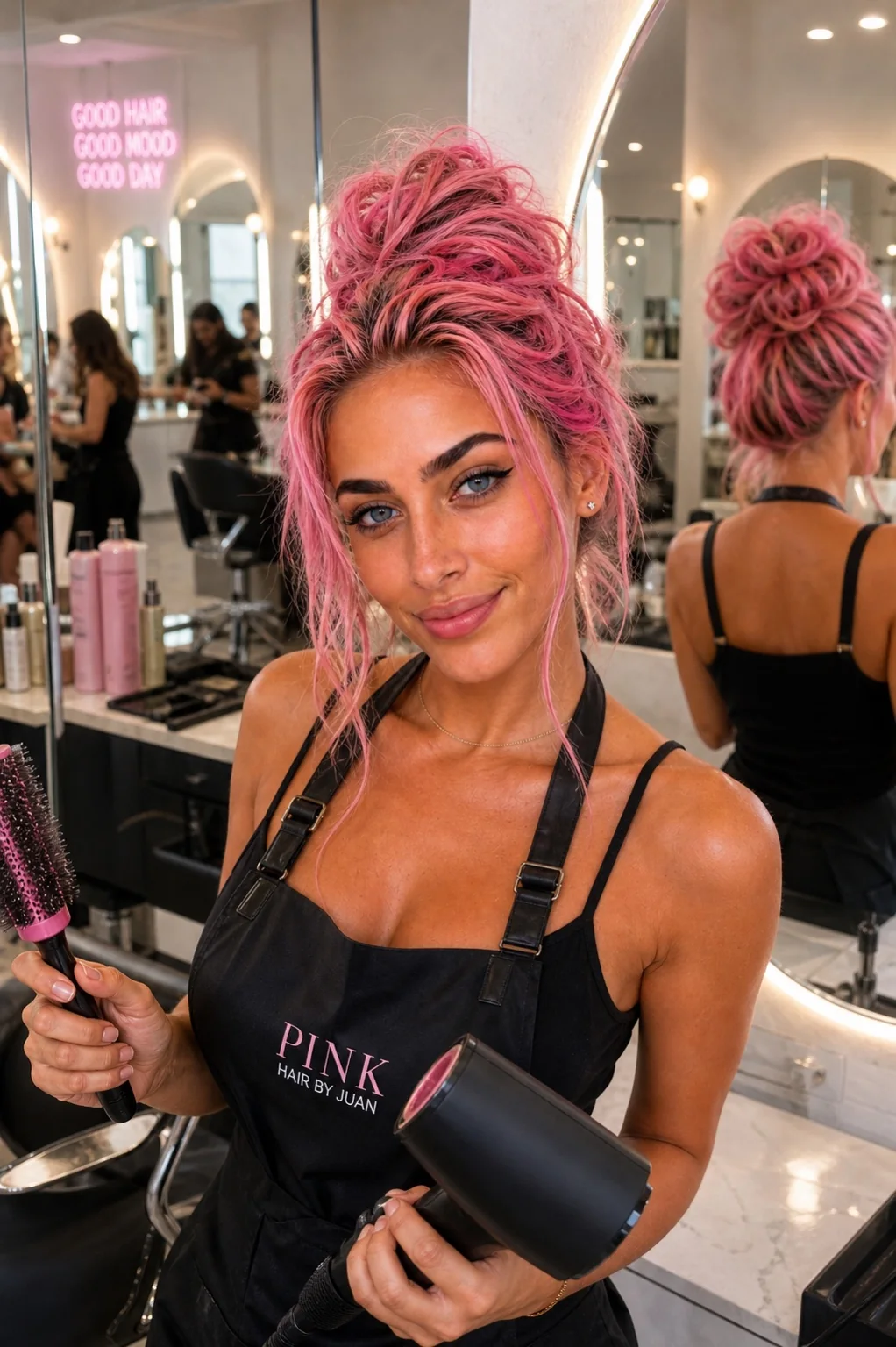 Romy backstage in a beauty studio