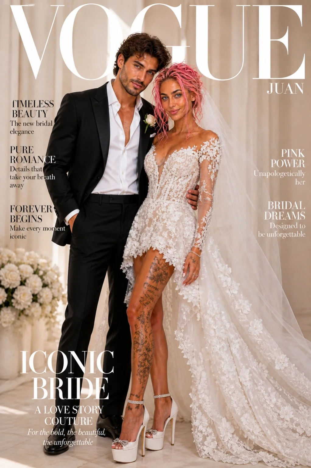 Romy in a fashion bridal editorial