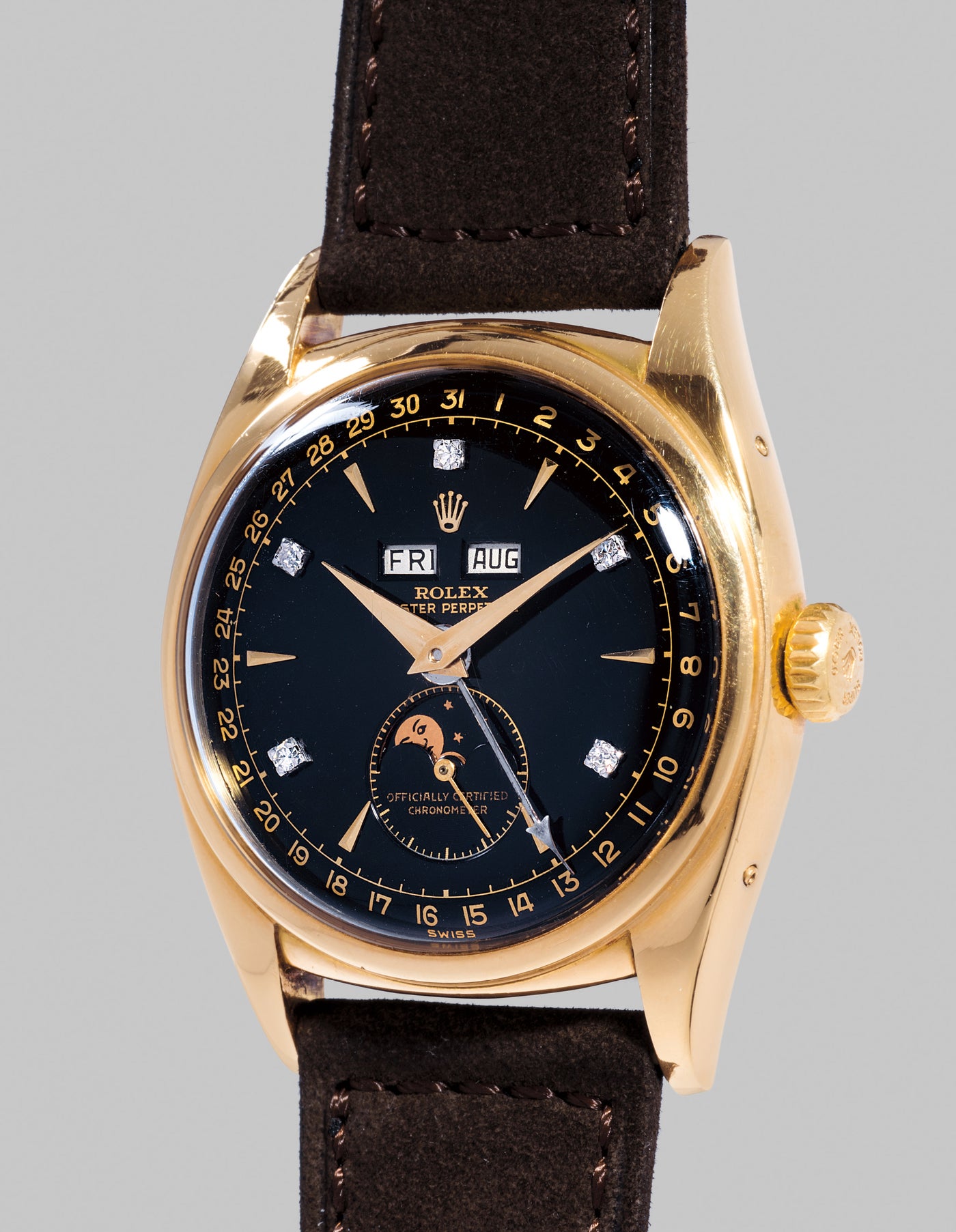 Rolex Bao Dai reference 6062 with black dial and moonphase
