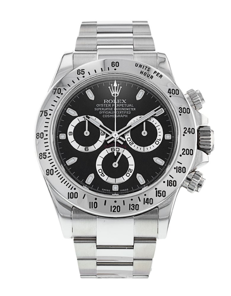 Oystersteel Rolex Cosmograph Daytona with black dial