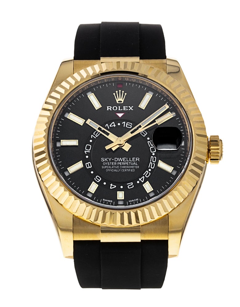 Gold Rolex Sky-Dweller with black dial