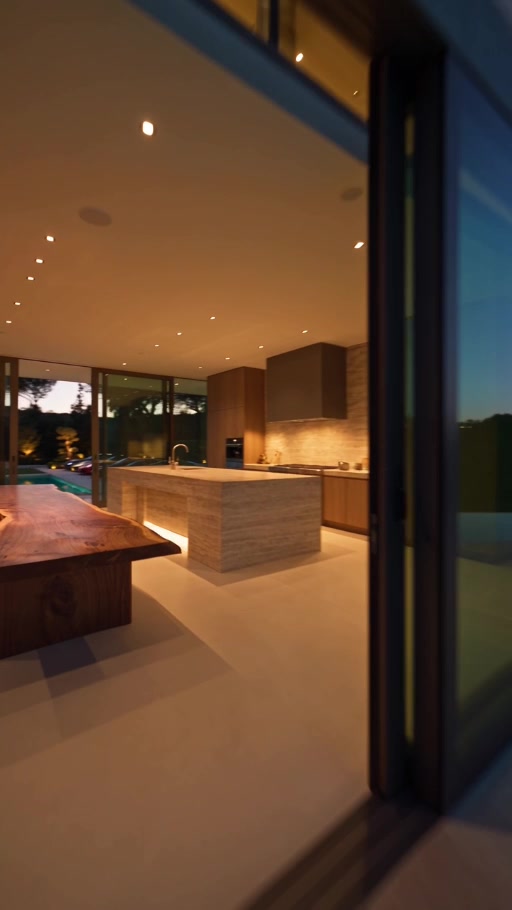 Warm stone and wood kitchen