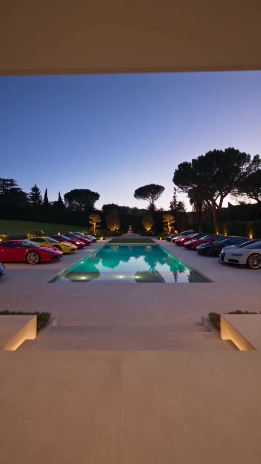 Illuminated pool and car collection